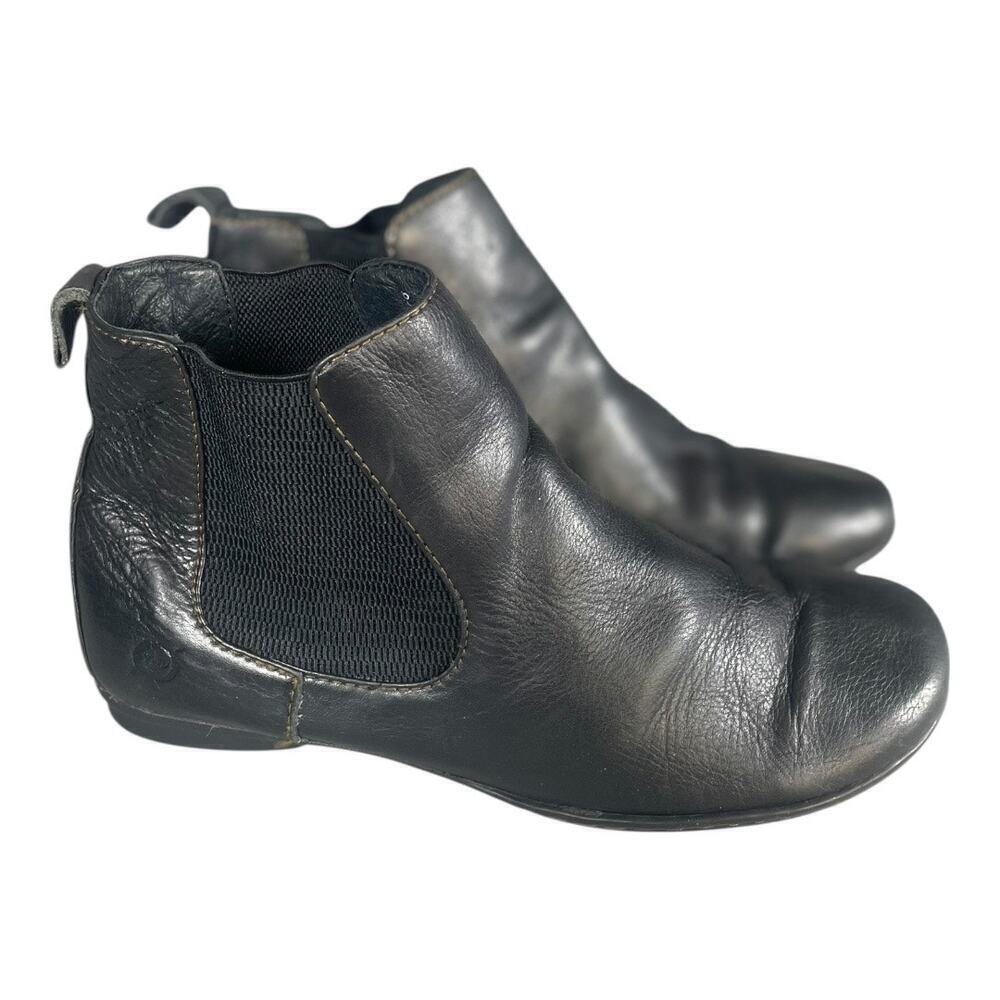 Born Women’s Biloxi Chelsea Black Leather Slip On Ankle Boots Size-7